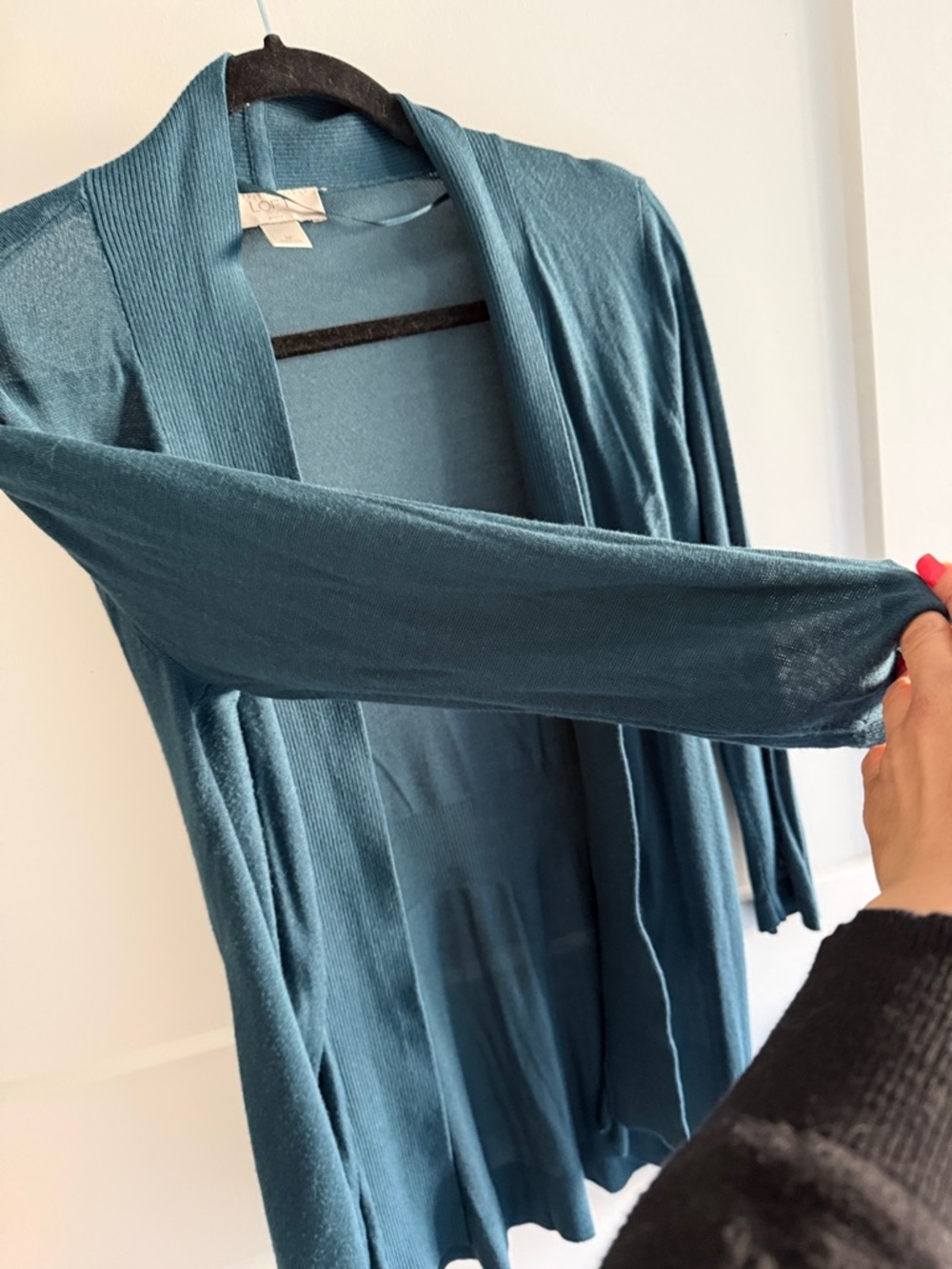 LOFT Teal Open-Front Lightweight Cardigan - Size SP - Picture 6 of 7